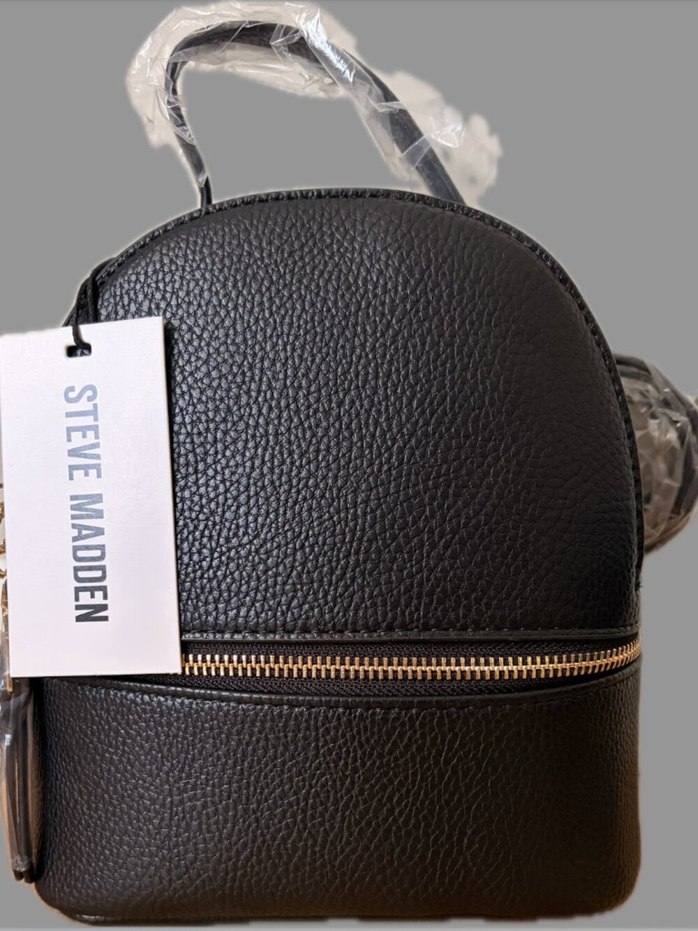 Steve Madden Women's Mini Bjacki Backpack Black with Gold color hardware